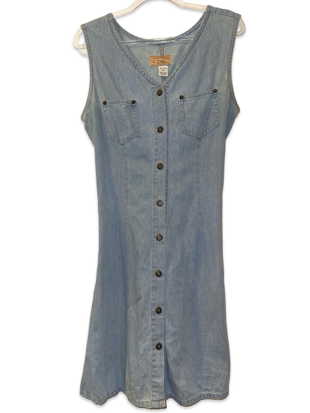 Vintage 90s M sleeveless chambray denim dress